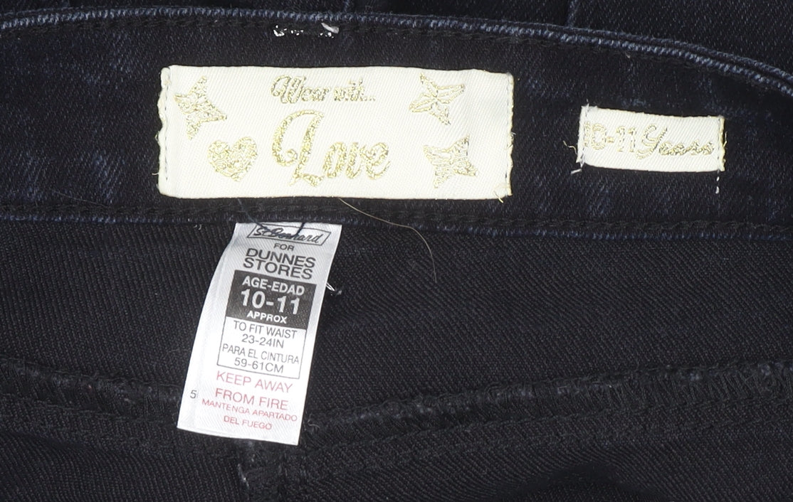 St. Bernard for Dunnes Girls Black Studded Skinny Stretch Jeans 10-11 Years