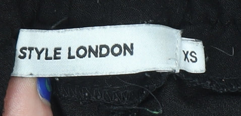 Style London Womens Black XS Jogger Trousers with White Side Stripe