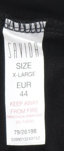 Savida Women Black Beaded Puff Sleeve Pullover Jumper Size 16
