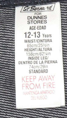 St. Bernard for Dunnes Stores Girls Black Slim Fit Trousers 12-13 Years Cotton Blend