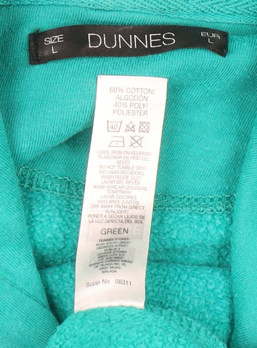Dunnes Women Green Pullover Hoodie L Cotton Blend Casual