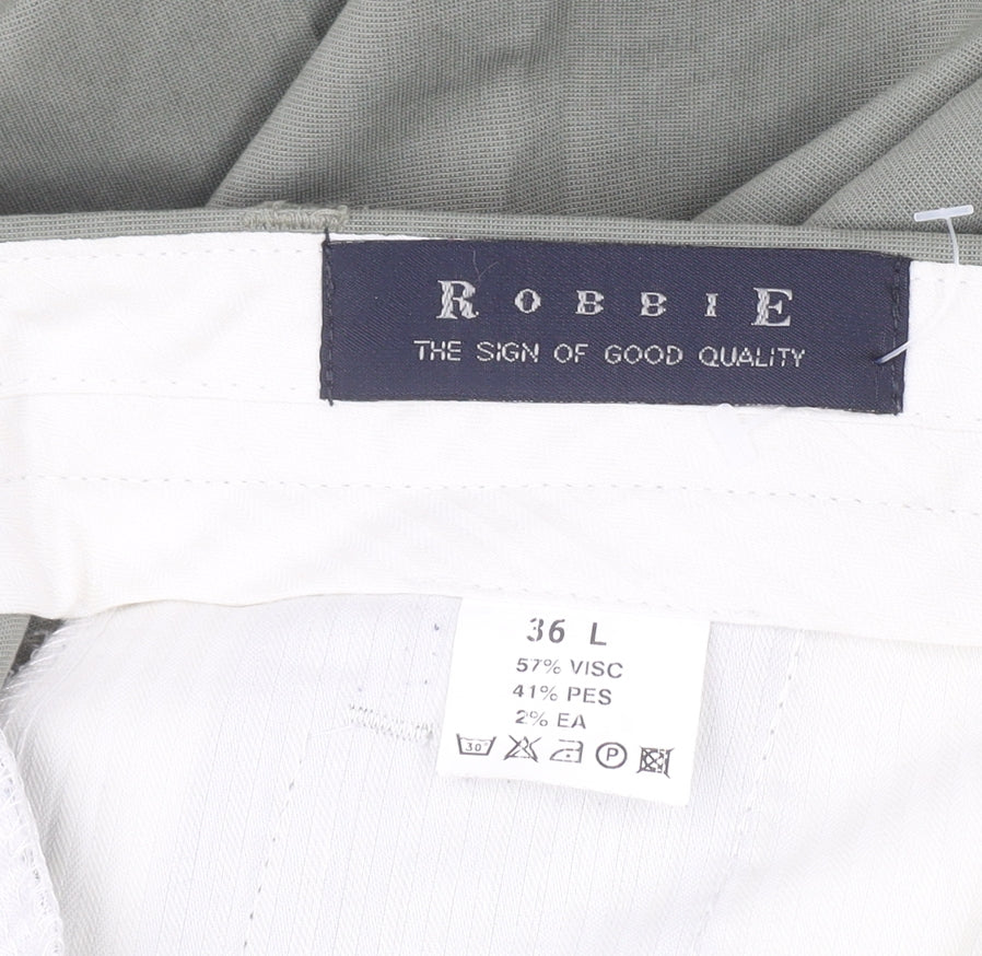 Robbie Men's Green Regular Fit Dress Pants Trousers 36L