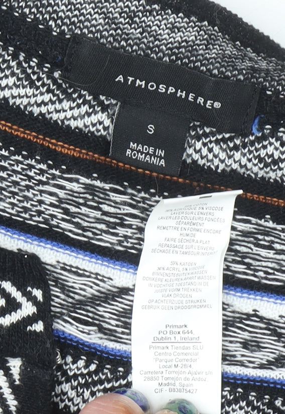 Atmosphere Womens Multicoloured Aztec Knit Open Cardigan Size S