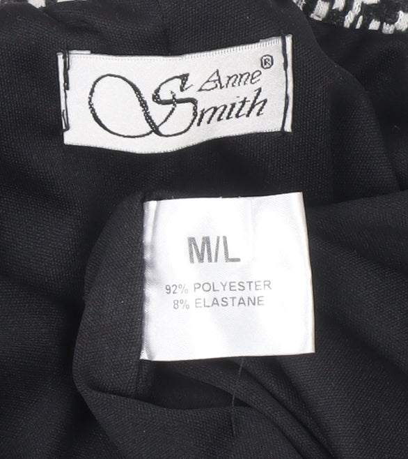 Anne Smith Women Black Geometric A-Line Stretch Skirt M