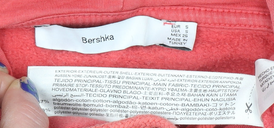 Bershka Men Red Graphic Pullover Hoodie Size S Retro Style