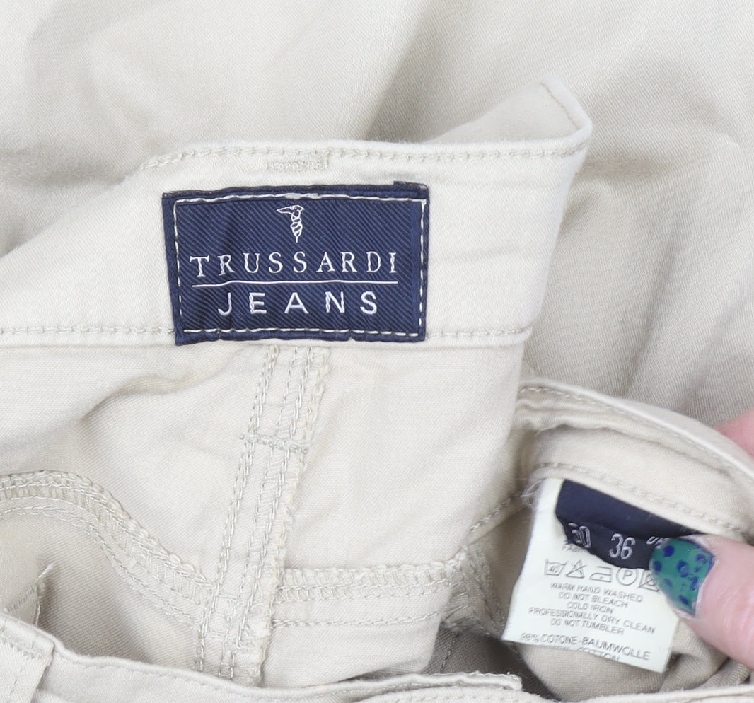 Trussardi Mens Beige Straight Leg Jeans 36W Regular Fit Cotton