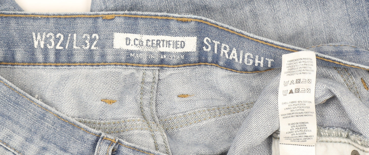D26 Code Men’s Light Blue Straight Fit Jeans W32 L32 Cotton Blend