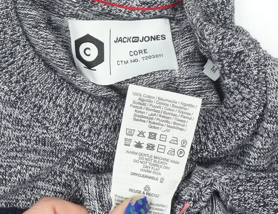 Jack & Jones Men's Grey Cotton Crew Neck Pullover Jumper M