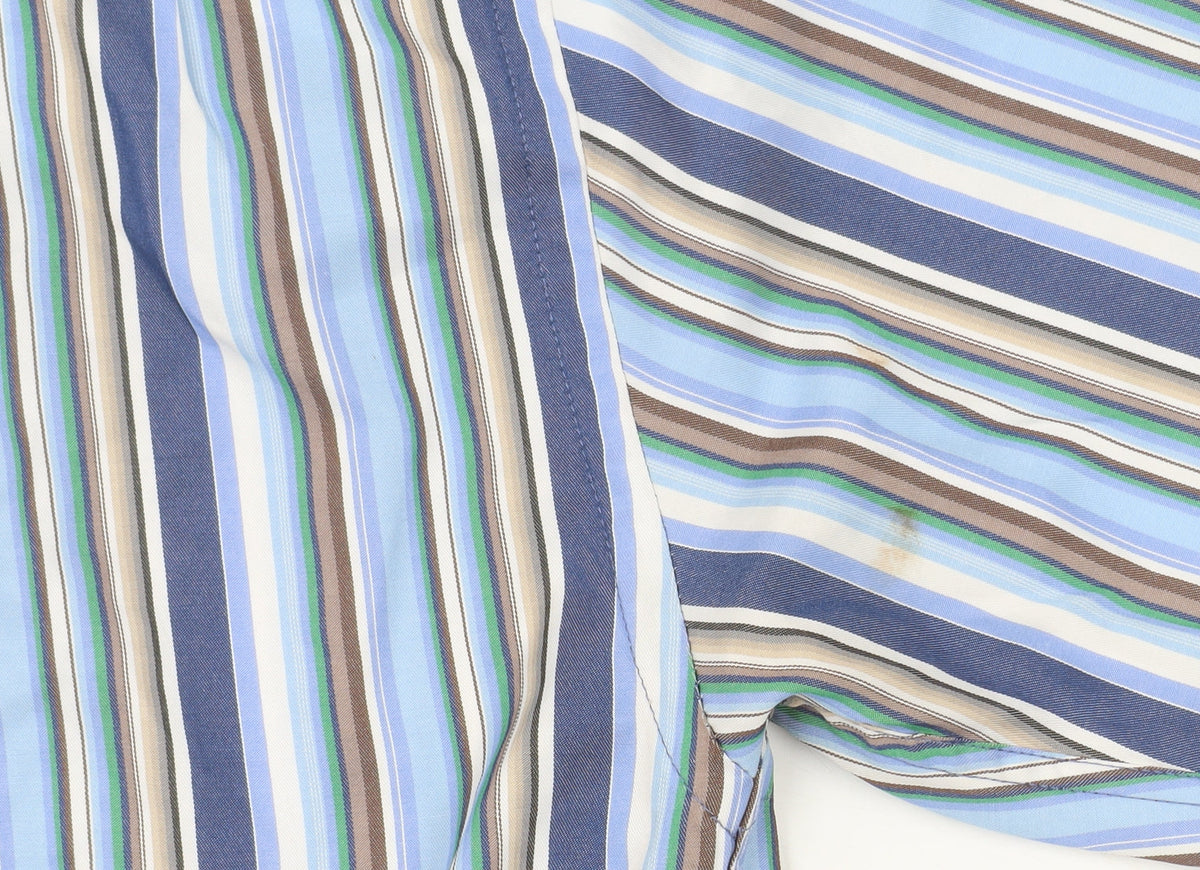 Daniel Grahame Drifter Men's Blue Striped Short Sleeve Cotton Shirt M