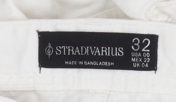 Stradivarius Women’s White Cargo Jeans Size 4 Regular Fit Cotton