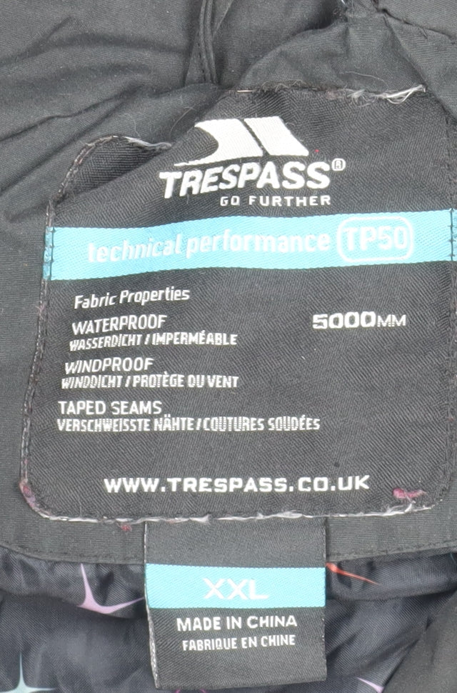 Trespass Womens Black 2XL Waterproof Parka Coat Hooded Long Sleeve