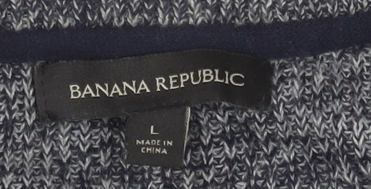 Banana Republic Men Blue Knit Crew Neck Pullover Jumper Size L