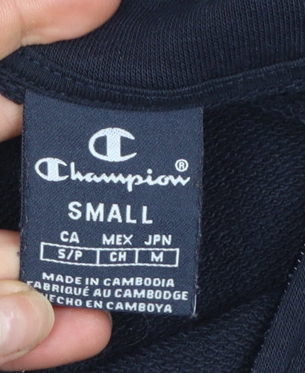 Champion Men's Blue Full Zip Sweatshirt Small Logo Sports Top