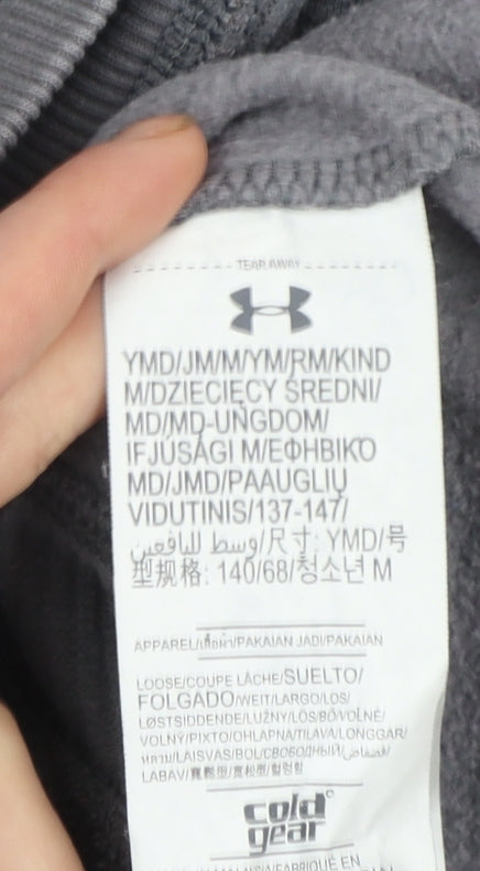 Under Armour Boys Grey Half Zip Hoodie Size 140 ColdGear Cotton Blend