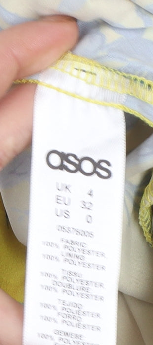 ASOS Women’s Yellow Floral Cold Shoulder Midi Dress Size 4