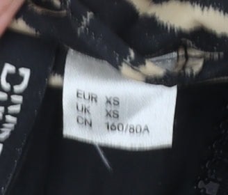 H&M Divided Women’s XS Animal Print Puffer Jacket Black Beige