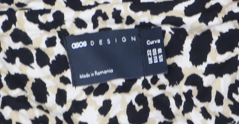 ASOS DESIGN Curve Women’s Beige Leopard Print Shirt Dress Size 22