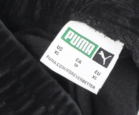 Puma Men's Black Velour Track Pants XS Regular Fit Activewear