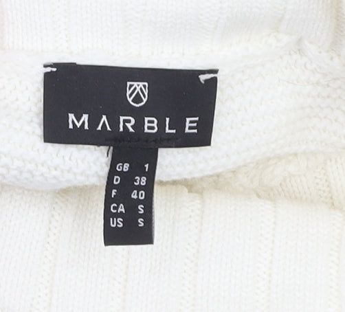 Marble Womens Ivory Roll Neck Cotton Jumper Size 10