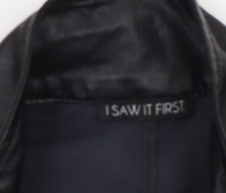 I SAW IT FIRST Women’s Black Faux Leather Biker Waistcoat Size 10