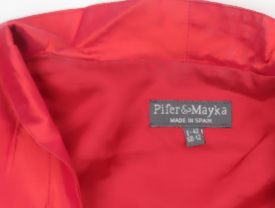 Pifer & Mayka Women's Red Cropped Satin Blazer Size 12