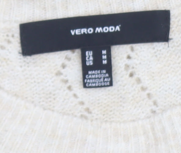 Vero Moda Women’s Beige Cable Knit Pullover Jumper Size M