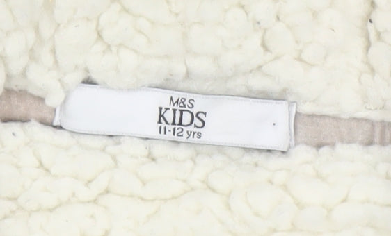 Marks & Spencer Girls Grey Full Zip Fleece Lined Hoodie 11-12 Years