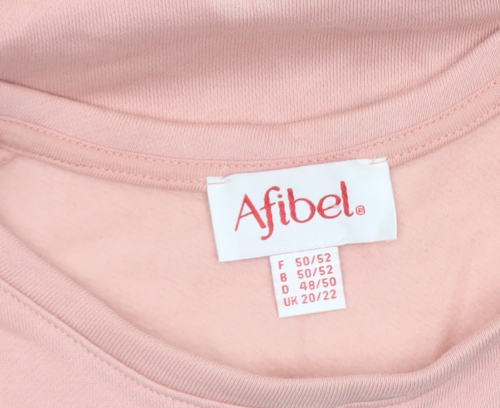 Afibel Womens Pink Lace Sleeve Pullover Sweatshirt UK 20/22