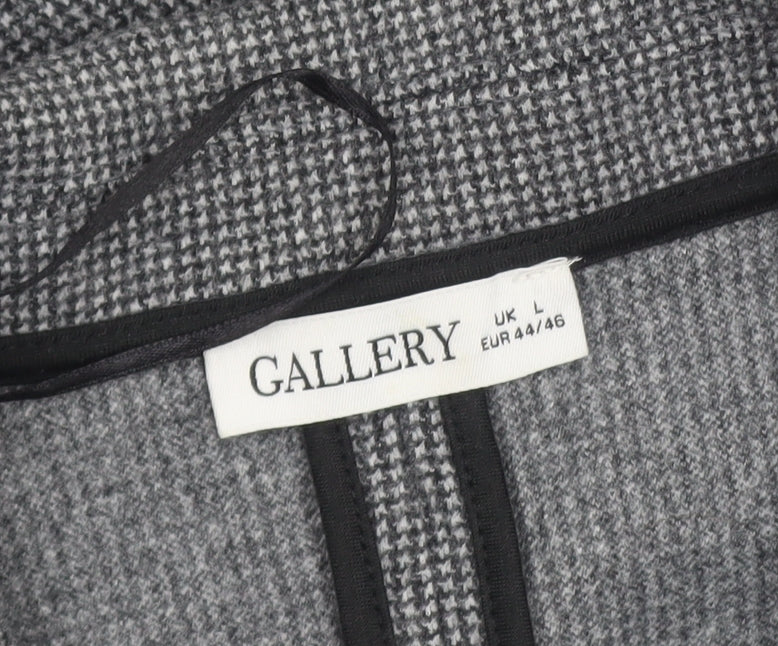 Gallery Women’s Grey Houndstooth Long Overcoat Size L