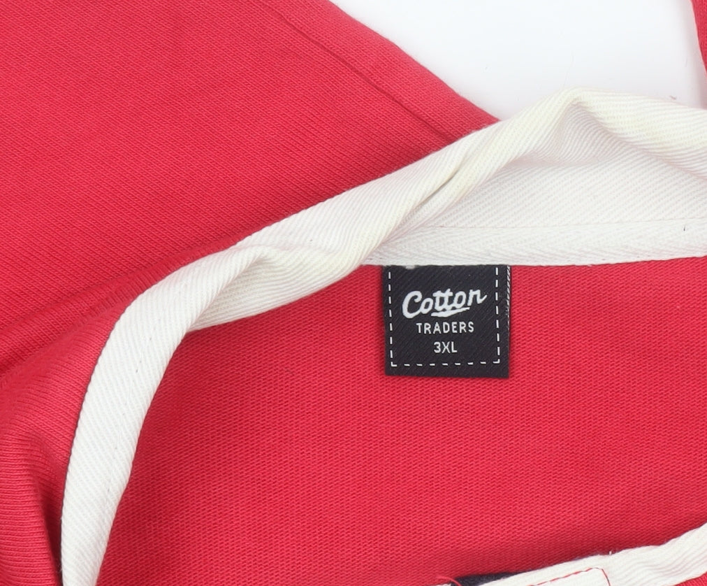 Cotton Traders Men's Red 3XL Long Sleeve Collared Casual Shirt