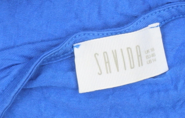 Savida Women’s Blue Crochet 3/4 Sleeve Camisole Blouse Size 16