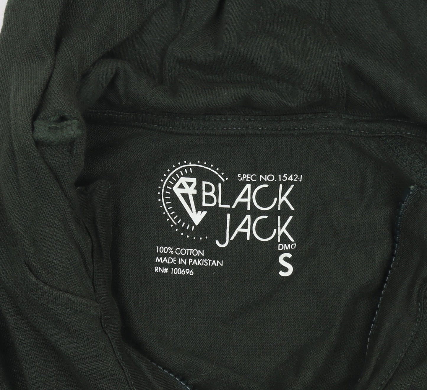 Black Jack Men's Green Full Zip Hoodie Size S Army Style Cotton