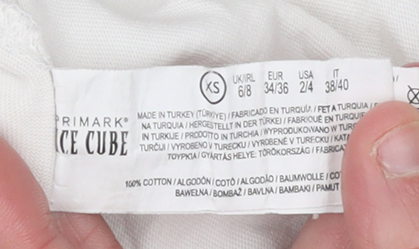 Primark Women’s White Ice Cube Graphic T-Shirt XS Cotton Casual
