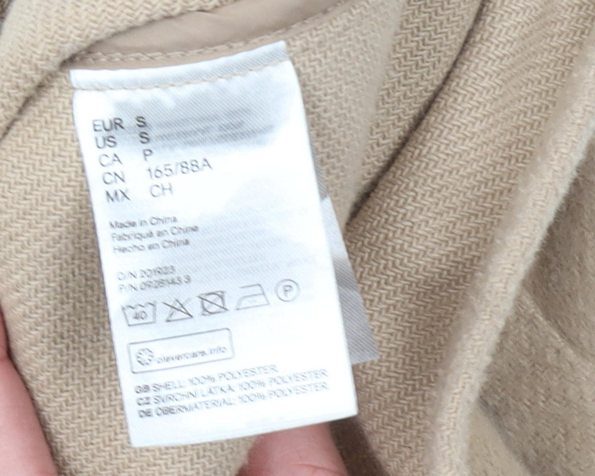 H&M Women Beige Mid-Length Button Basic Jacket Size S