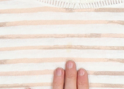 Marks and Spencer Women Beige Striped Lace 3/4 Sleeve T-Shirt Size 12