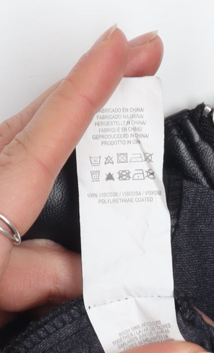 Primark Women Black PU Coated Mini Pencil Skirt Size 6