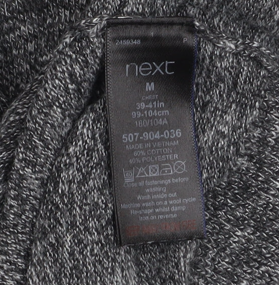 Next Men’s Grey Cotton Blend 1/2 Zip High Neck Jumper Size M