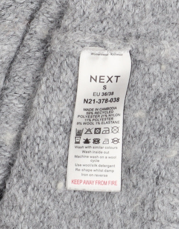 Next Women Grey Short Sleeve Knitted Jumper S Classic Wool Blend