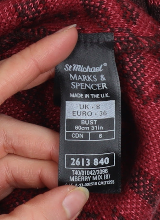 Marks & Spencer Women Red Paisley Knit Shift Dress Size 8