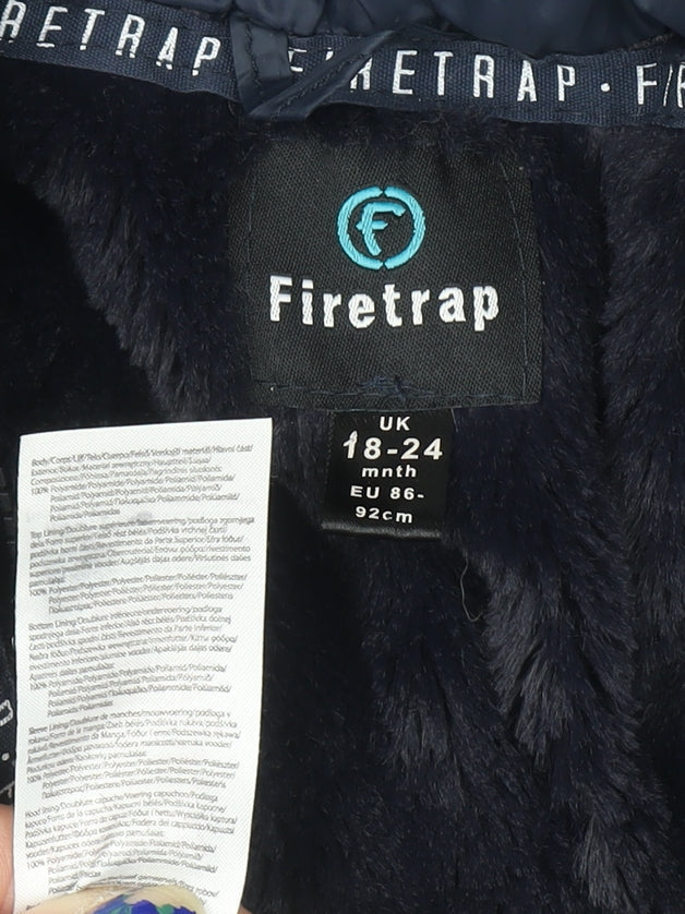 Firetrap Unisex Baby Blue Hooded Puffer Jacket 18-24 Months Winter Coat