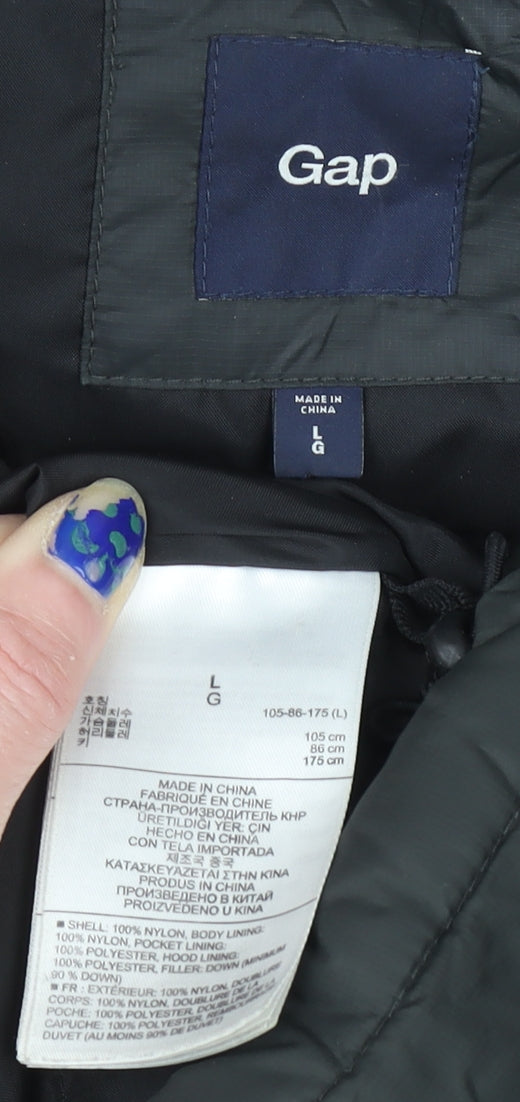 Gap Womens Black L Puffer Jacket Down Insulated Nylon Winter Coat