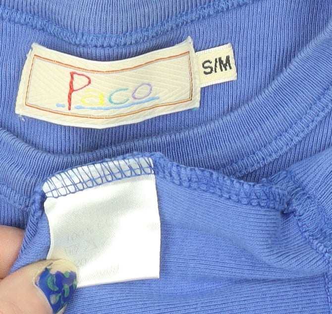 Paco Women's Blue Crew Neck Cotton Long Sleeve Pullover Jumper S