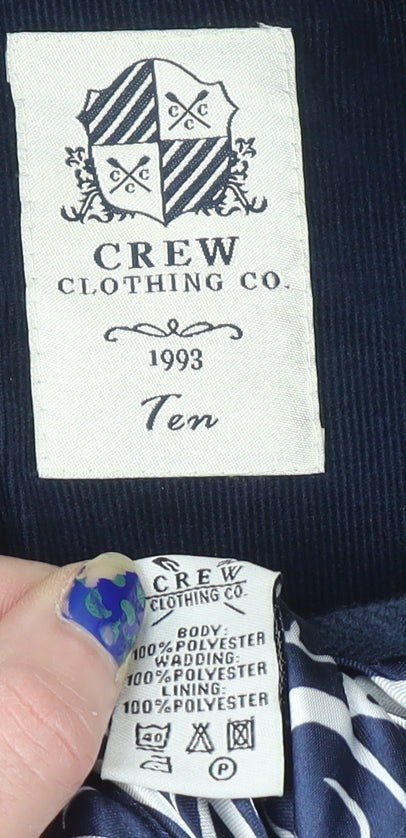 Crew Clothing Women’s Blue Quilted Mid-Length Jacket Size 10