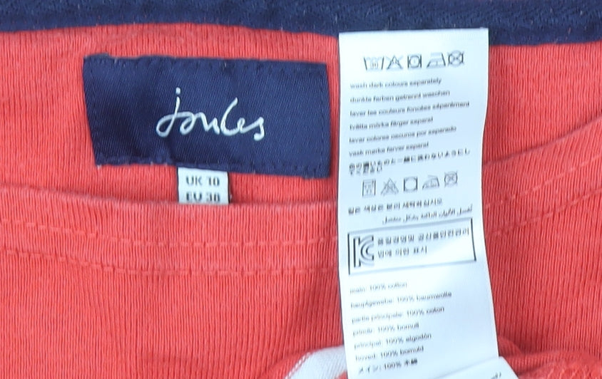 Joules Womens Red Striped Long Sleeve Cotton Top Size UK 10