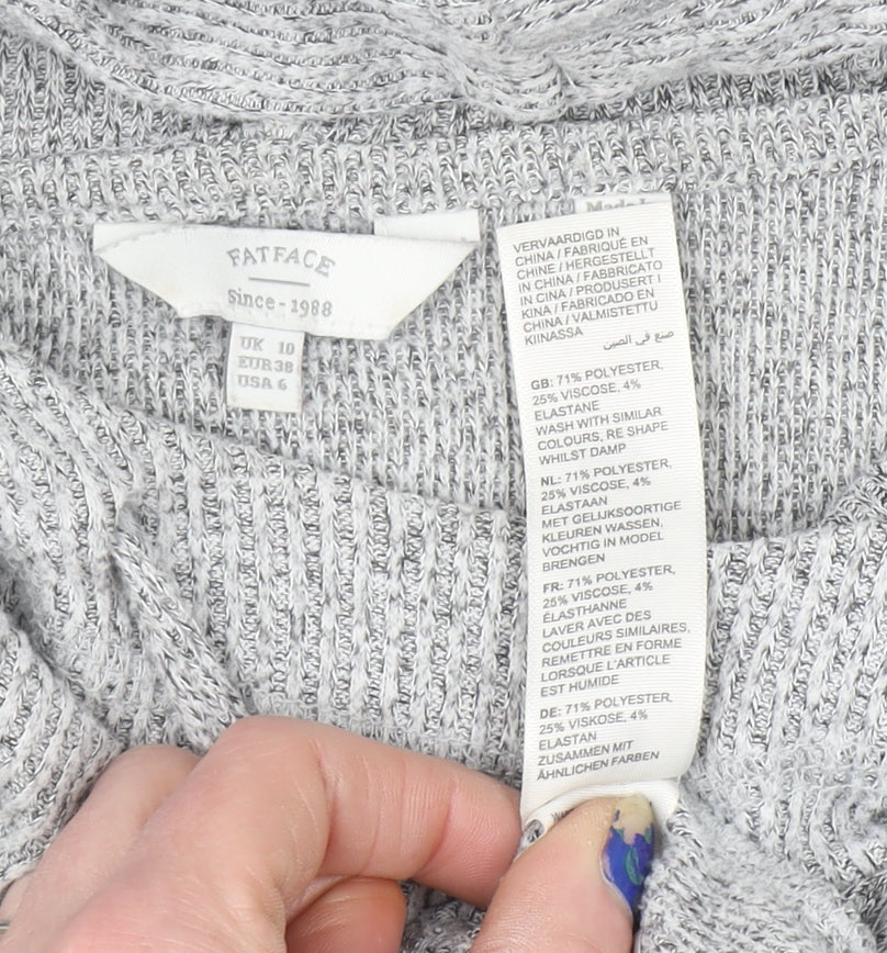 FatFace Women's Grey Hooded Pullover Sweatshirt UK 10 Viscose Blend