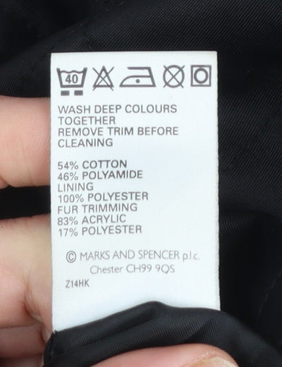 Marks and Spencer Women's Black Quilted Coat Size 16 Long