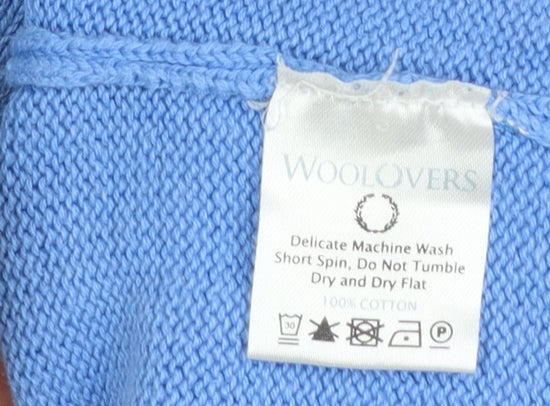 WoolOvers Men Blue Cotton Crew Neck Classic Fit Jumper XL