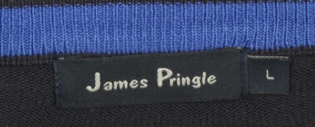James Pringle Men's Black Cotton Crew Neck Jumper L