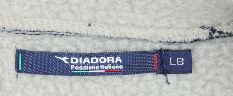 Diadora Boys Blue Fleece Full Zip Jacket L Lined Mid-Length Outdoor Coat