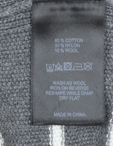 Paraphrase Women Grey Striped Jumper Dress Size 12 Knit Long Sleeve